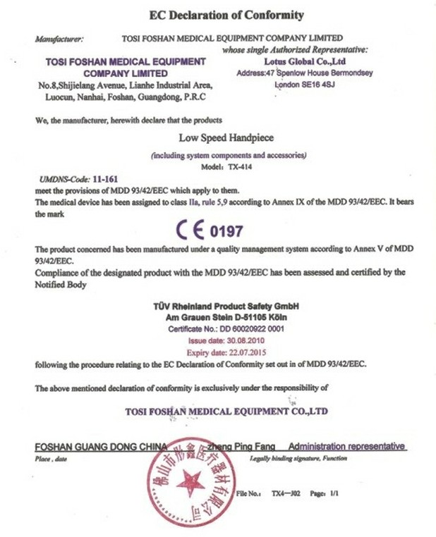 TOSI TX-414 CE Certification